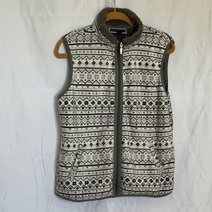 Karen Scott, cozy Patterned Gray Sleeveless Vest Jacket Petite Large